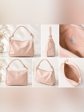 A New Day Extra Large Blush Pink Tote Shoulder Bag Knotted Strap NWT
